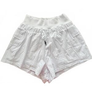 Women's White Athletic Shorts with Stretchy  - M